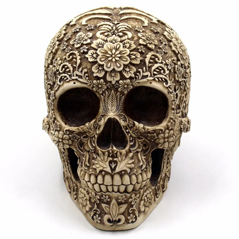 Horror Home Table Grade Decorative Craft Human Horror Resin Skull Bone Skeletons Halloween Decoration Flower Ornaments Skeleton