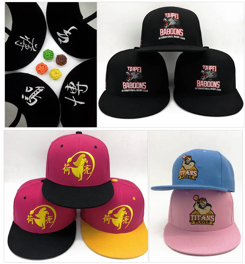 a Factory Wholesale Hip hop caps Snapback Custom LOGO/letter Flat brim hip hop Unisex Baseball hat Adjustable size