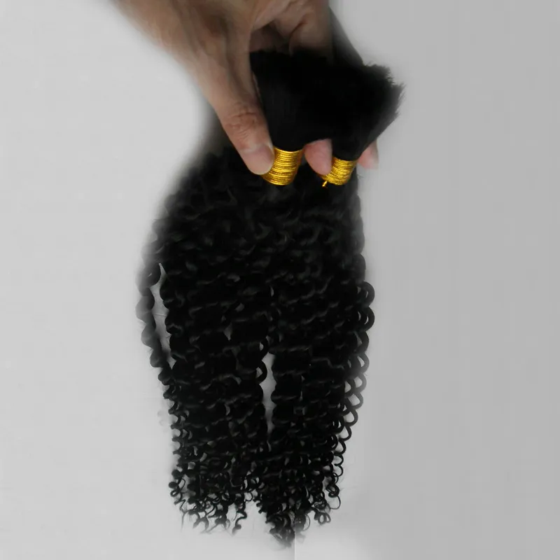Mongolian Kinky Curly Afro Crochet Braids Curly Hair Style 100g Human Braiding Hair Bulk Curly 1pcs Human Braiding Hair 16"18" 20"22" 24"26"