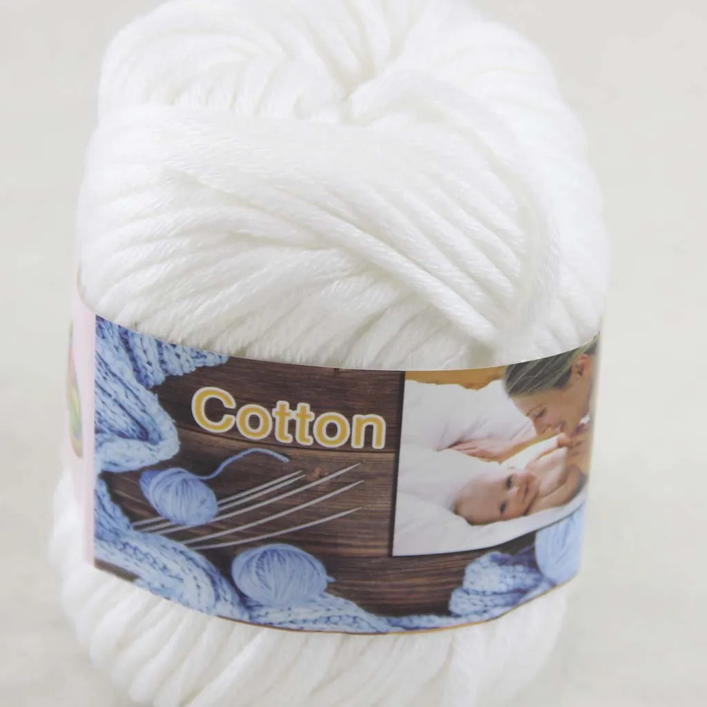 LOTE de 6 ovillos de 50 g, hilo de tejer 100% algodón de estambre grueso especial, blanco, 2201289m