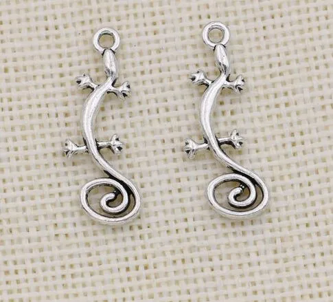 100Pcs alaşım Kertenkele Charms Antik gümüş takılar kolye için kolye Takı Yapımı bulgular 29x10mm