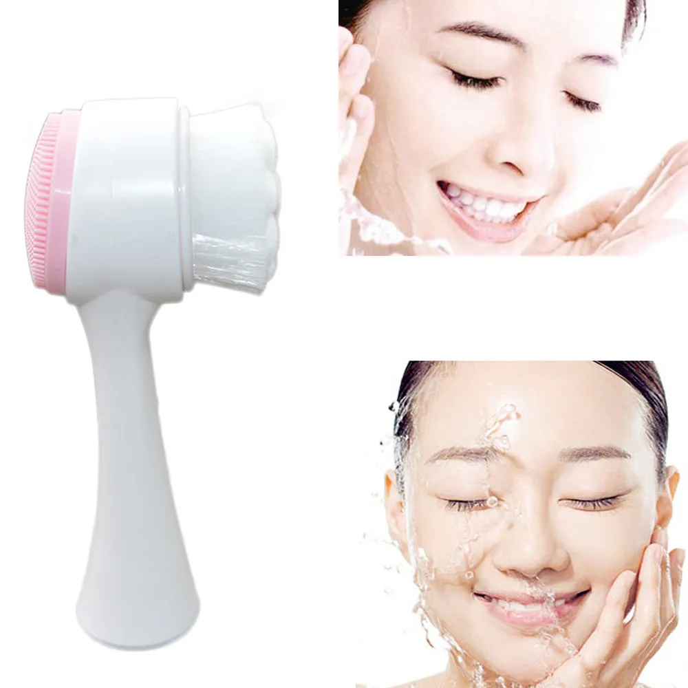 Double Side Silicone Facial Cleanser Brush Portable Vibration Massager for body and face skin care5945608