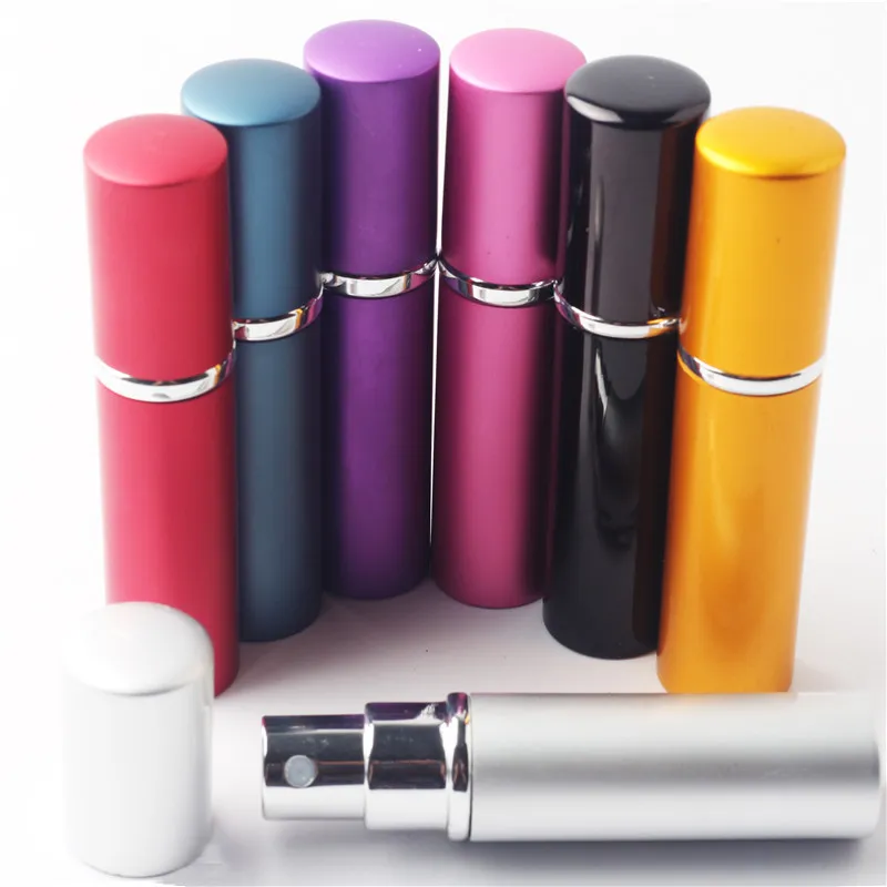 5ml Mini Spray Perfumy Butelka Metalowa Spray Refillable Portable Atomizer Perfumy Aluminiowe Butelki Refillacyjne Pusty Kosmetyczny Pojemnik 7 Kolory