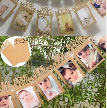 1 Set 14x23cm Baby One Year Grown Picture Frame Display Hanging Kids Photos Wedding Home Banquet Decorative Photo Frames Holder