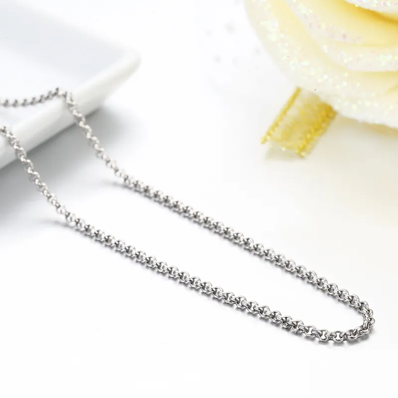 35cm-70cm 925 스털링 실버 서클 롤로 체인 목걸이 여성 소녀 이탈리아 남자 쥬얼리 Kolye Collares Collier Ketting Sieraden