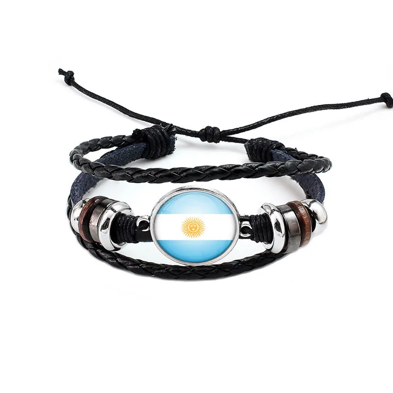 Articoli feste Fai da te Bracciale in pelle punk Donna Uomo Fascino Bracciale bandiera nazionale Coppa del mondo Calcio Sport Decorazione del partito Regali WX9-501