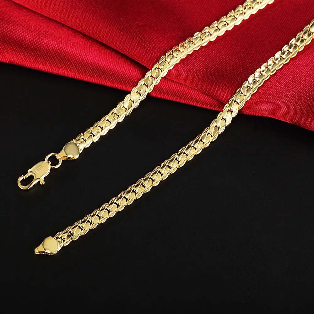 Factory Wholesale 18K Gold Plated 5MM Snake Chain Necklace Length 50CM Cool Fashion Party Men's Jewelry Top Quality 