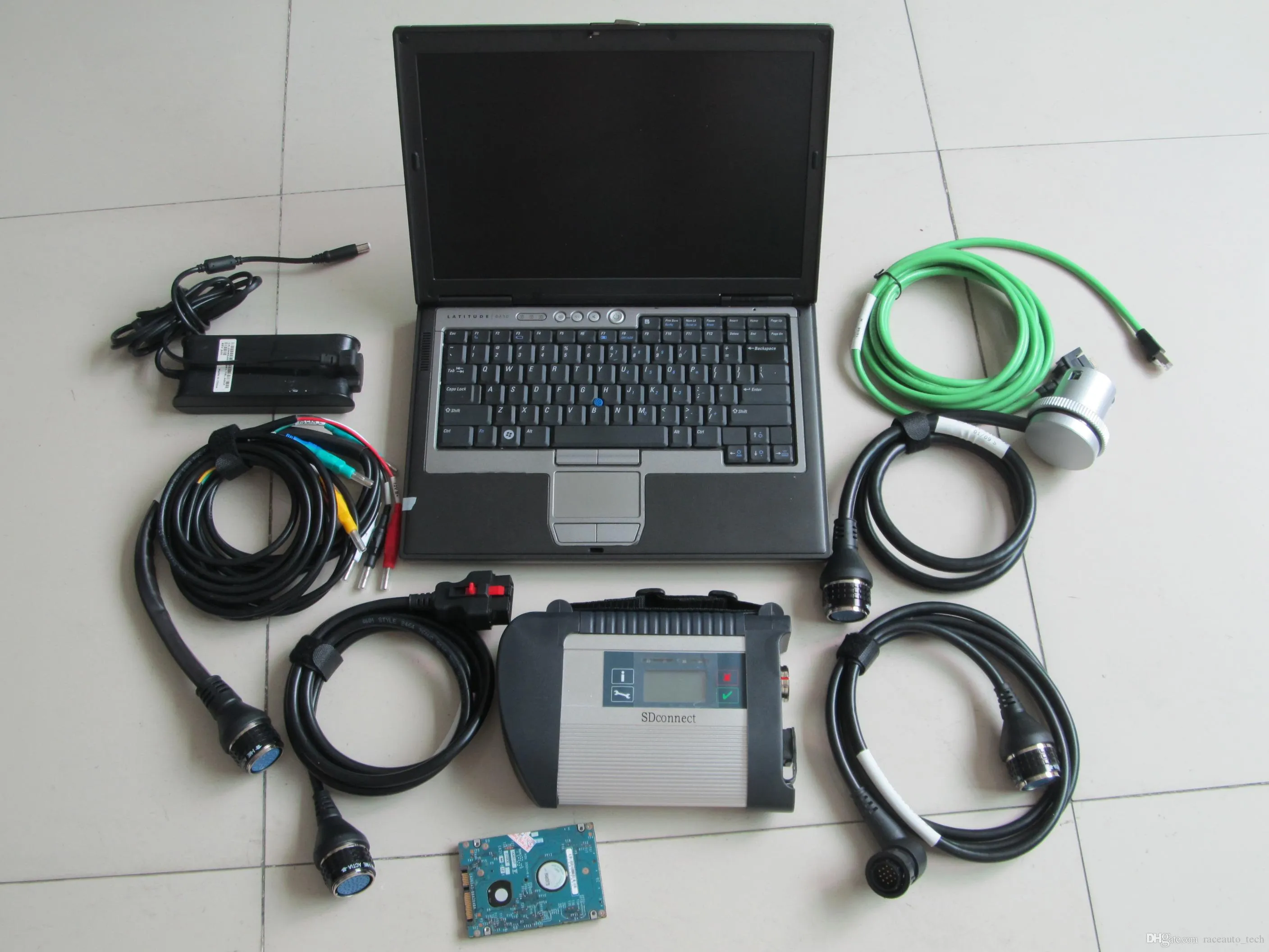 mb star diagnostic tool sd connect c4 hdd with laptop d630 computer cables full set ready to work