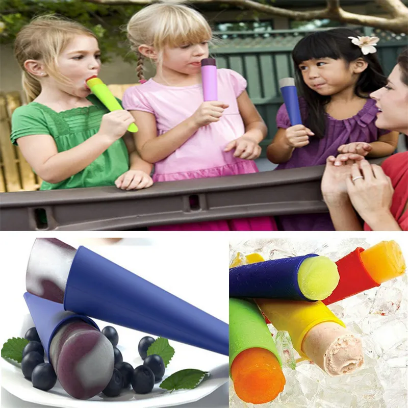 6 couleurs Silicone Ice Pop Moule Popsicles Moule avec Couvercle DIY Ice Cream Makers Push Up Ice Cream Jelly Lolly Pop Pour Popsicle