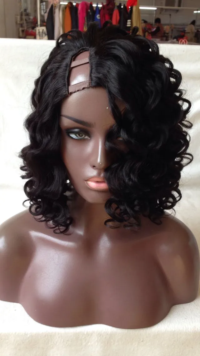 Peruvian curly u part wig with closure Amazon.com : OLFORY Curly V Part Wig Human Hair Wigs for  main image 2