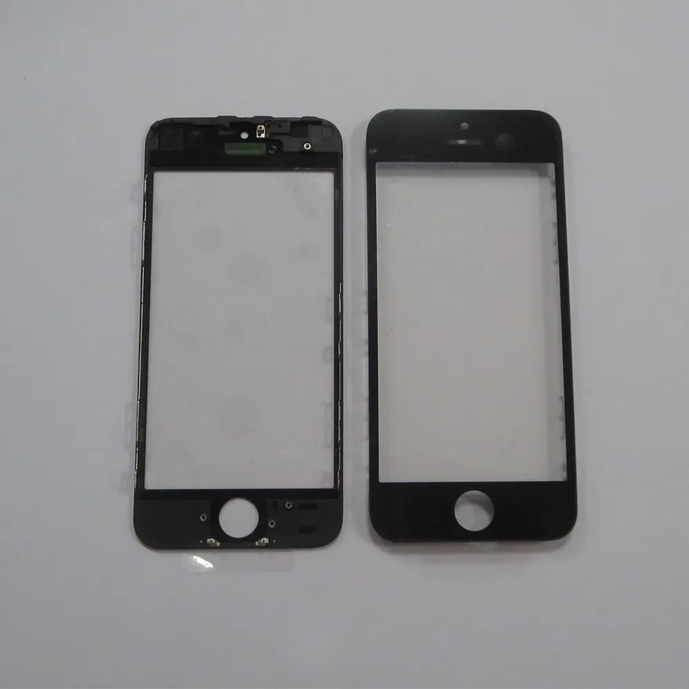 Ny för iPhone 5 / 5S / 5C Front Glas Touch Screen Ytterpanellins + Bezel Ram Reparation Byte Del