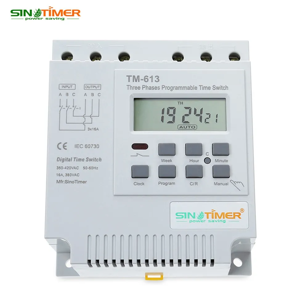 Freeshipping AC 380V LCD Digital Multipurpose Tre faser Programmerbara kontrollkrafttimerbrytare Hög Power Time Relay Instrument