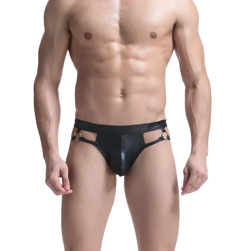 Sexy Men`s Leather Ring Briefs Underpants Jockstrap T-back Panties Sissy Gay Couple Penis Pouch Erotic Brief Underwear for Men