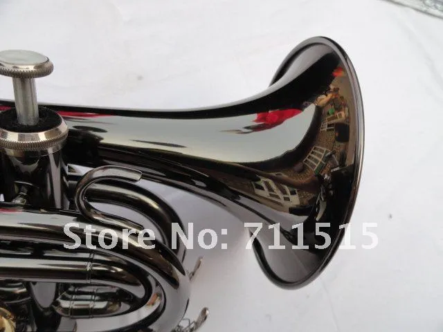 OVES Unique Beautiful Pocket Bb Trumpet Professional Musical Instrument Brass Tube Surface Black Plated Trumpet With Case