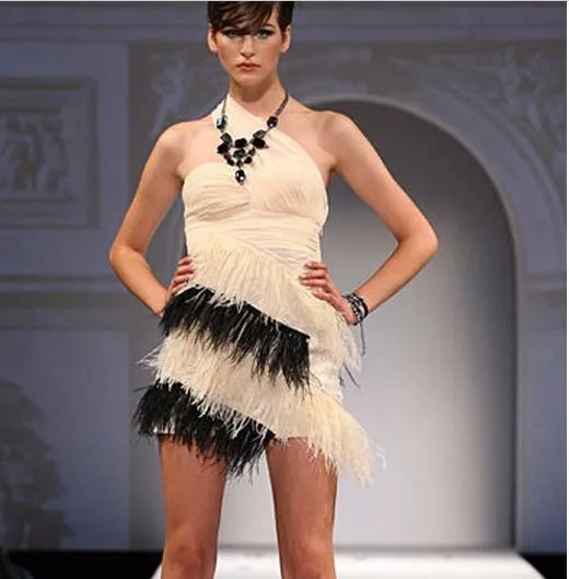 Nude Color 10-15cm Ostrich Feather Trim for Dresses