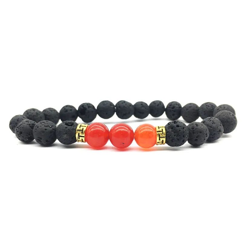 16 couleurs Chakras noir pierre de lave perles brin Bracelet diffuseur d'huile essentielle bracelets roche volcanique perlée élastique cordes à main bijoux