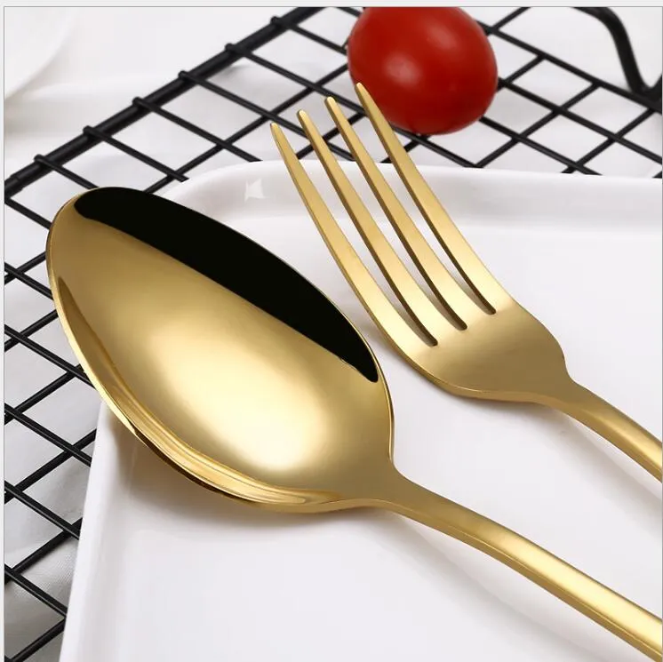 مجموعة أدوات المائدة الذهبية الفاخرة من الذهب الوردي تعيين poartable الفولاذ المقاوم للصدأ عشاء ملعقة سكين شوكة أواني الطعام للمنزل مطبخ مطعم