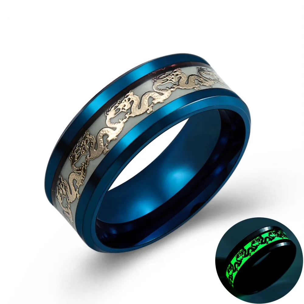 Stylish Luminous Dragon Tungsten Rings For Men For Men And Women Black Gold And Blue Stainless Steel Band Jewelry From Rocketer 8.34 DHgate.Com