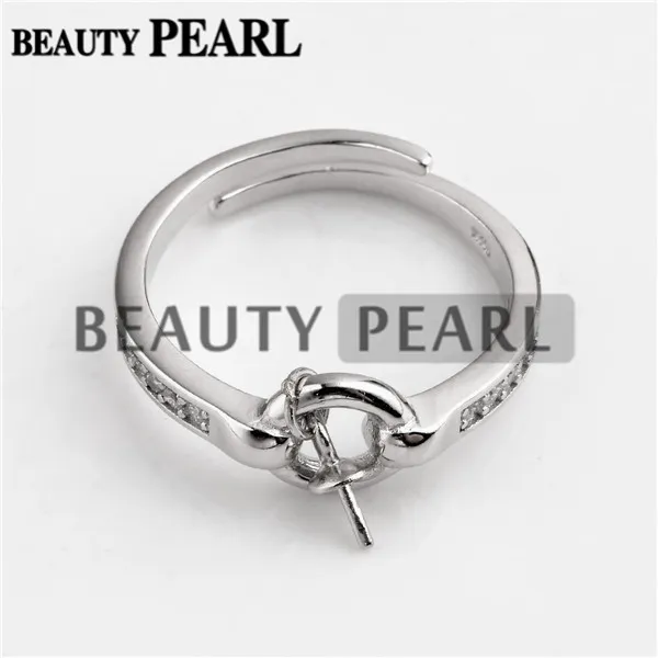 Paramètres de bague en petit cercle, en argent Sterling 925, Zircons, résultats de bijoux, monture de bague en perles, 5 pièces