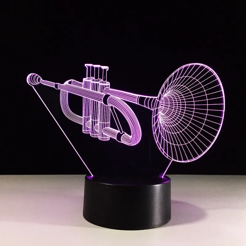 3D Led Masa Lambası Müzik Aletleri Trompet Gece Işığı USB Yatak Başucu Aydınlatma Lampara Noel Hediyeler Dekor Sleeping