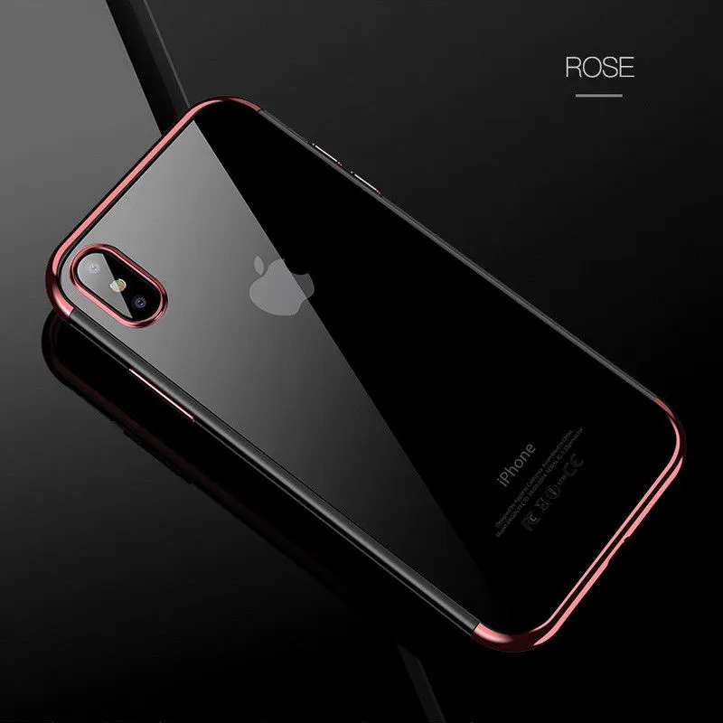 Para o iphone x 8 7 6 s além disso samsung s9 case transparente limpar fina capa protetora chapeamento premium flexível macio tpu bumper case