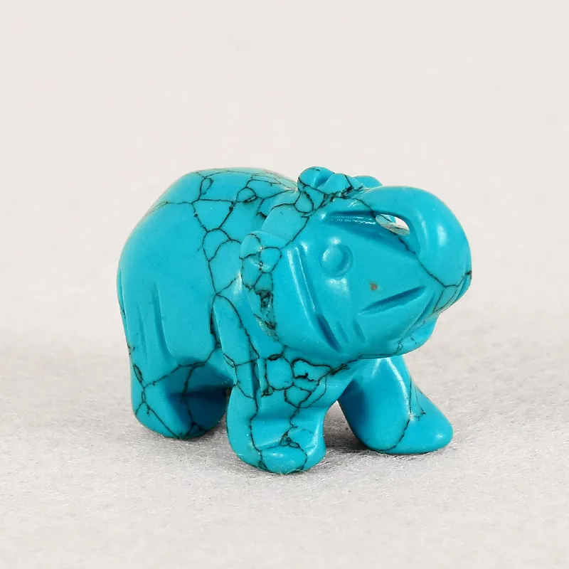 Dingsheng Naturalny Kryształ Kamień Kwarcowy Opal Elephant Figurka Rzeźba Kamień Zwierząt Longevity Turkusowy Healing Reiki Kamienie rzemiosło