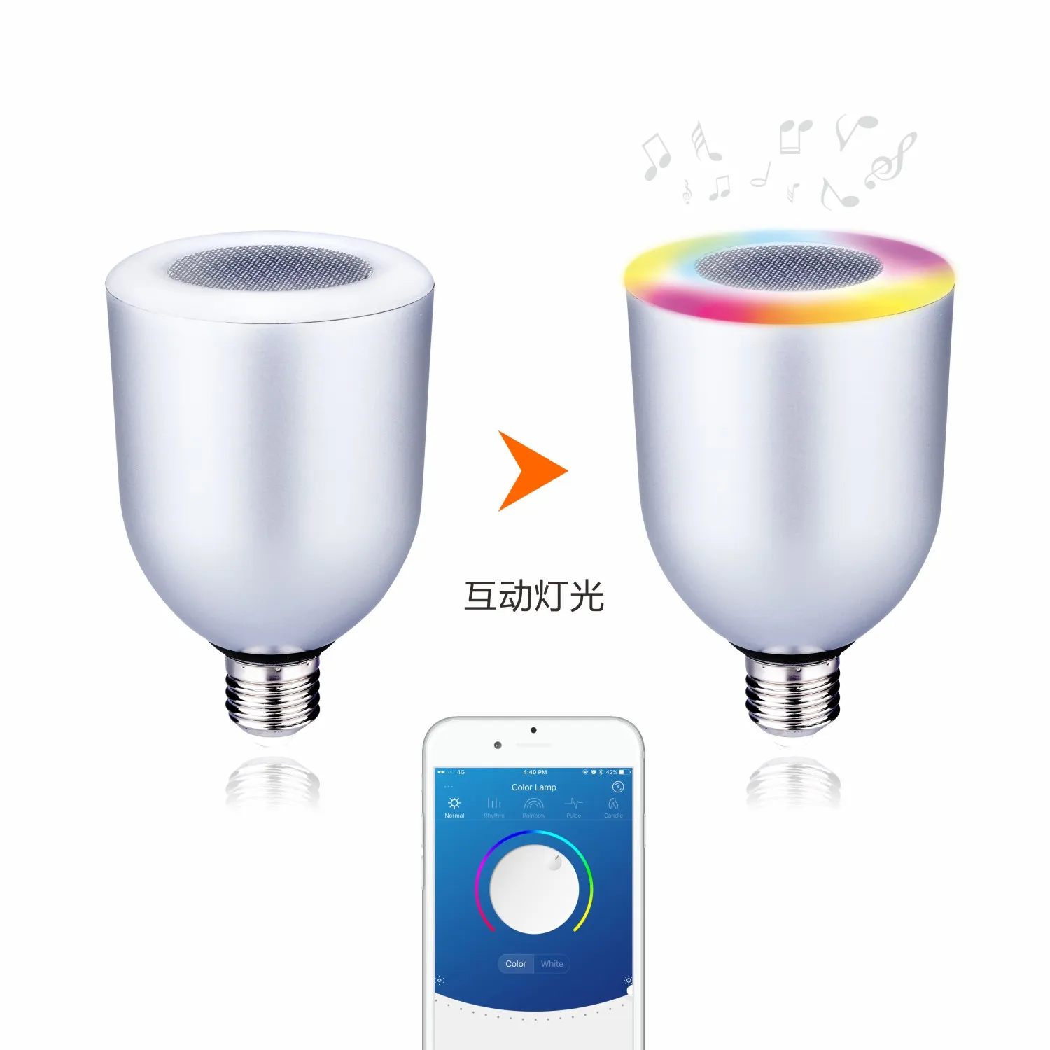 Colori regolabili Altoparlante Bluetooth senza fili E27 Lampadina LED Lampada colorata IOS Android Smart Phone IMAC/PC Lampada lettore musicale