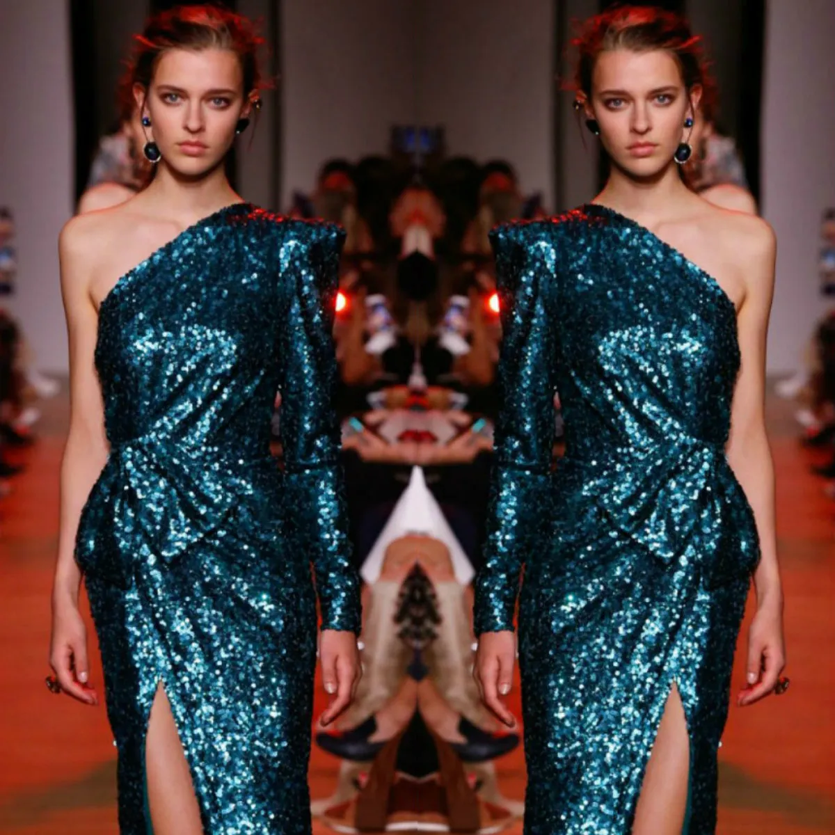 Elie Saab 2019 Prom Dresses One Shoulder Long Sleeve Sequined