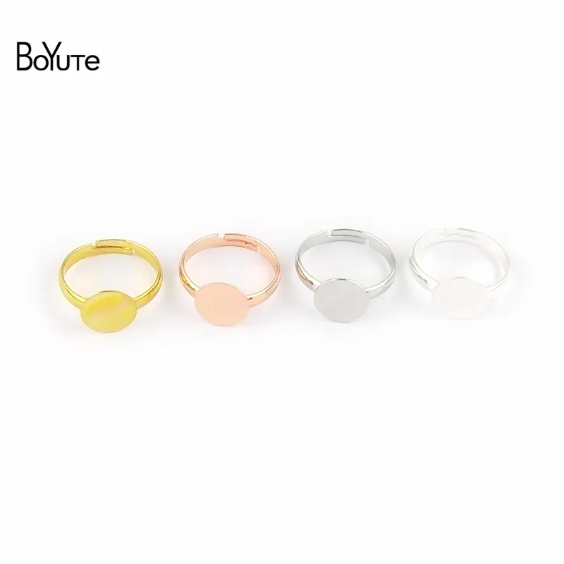 BoYuTe 30Pcs Round 6MM 8MM 10MM Diy Cabochon Base Setting 3 Colors Plated Adjustable Ring Blank Bezel Tray Jewelry Making