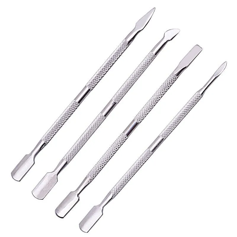 Hot Rostfritt Stål Cuticle Remover Dubbelsidig Finger Dead Skin Push Nail Cuticle Pusher Manicure Nail Care Tool