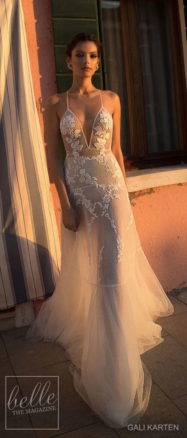 Gali karten pas cher 2018 robe de mariée spaghetti bohème robes de mariée une ligne dos nu sexy été plage robes de mariée robe de mariée bohème