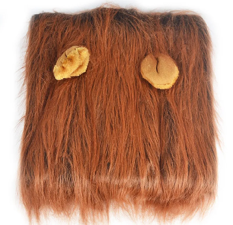 4 Farbe Haarschmuck Haustier Kostüm Katze Halloween Kleidung Fancy Dress Up Lion Mähne Perücke für große Hunde braun, dunkelbraun, weiß, schwarz B