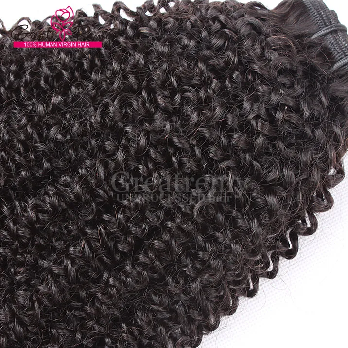 Greatremy® Afro Kinky Curly Hair Weaves Weft Full Cuticles Human Hair Extensions Brazilian Deep Curly Wave Hair Bundles