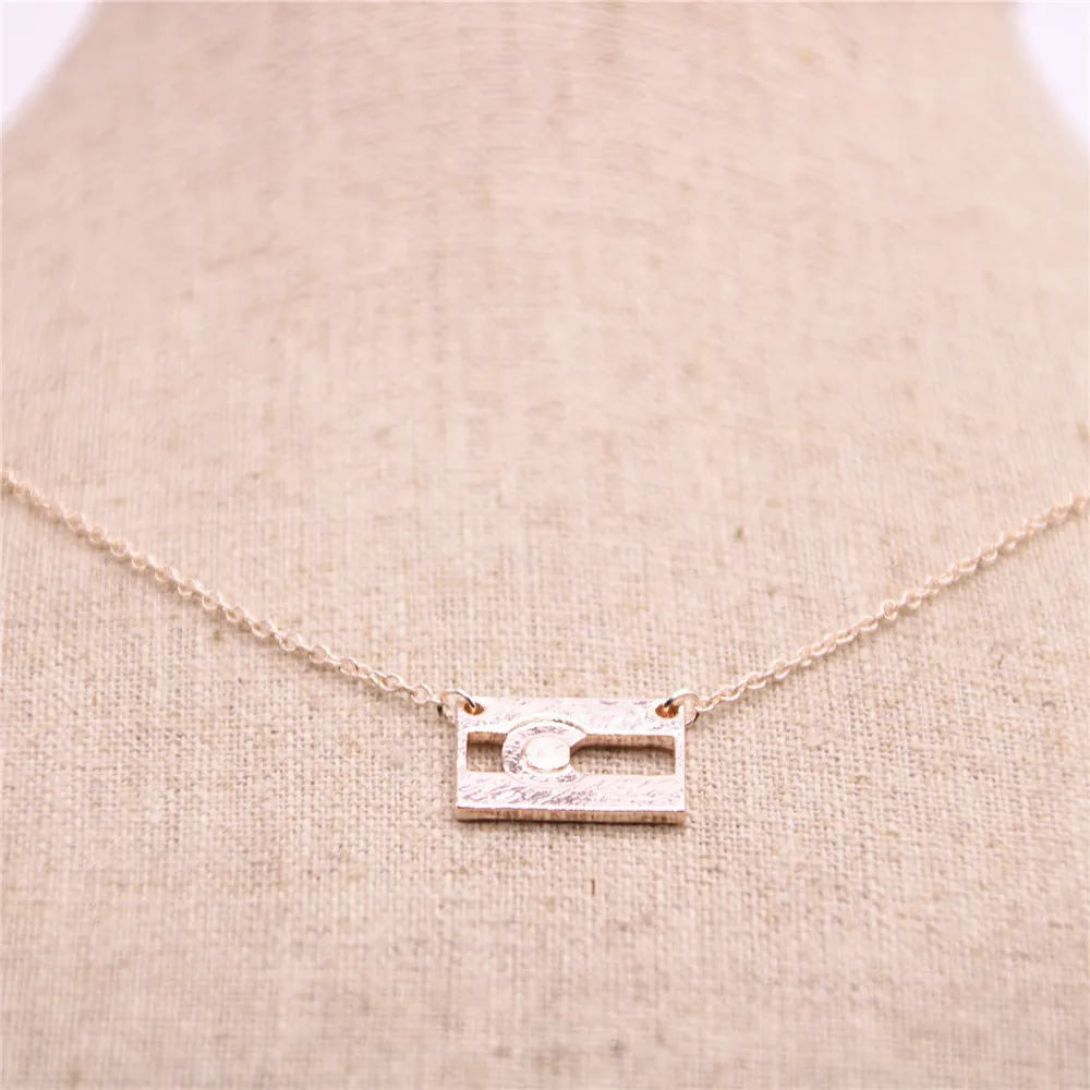 Colorado flag pendant necklace Semi-Hollow Body rectangle necklaces designed for women Retail and wholesale mix