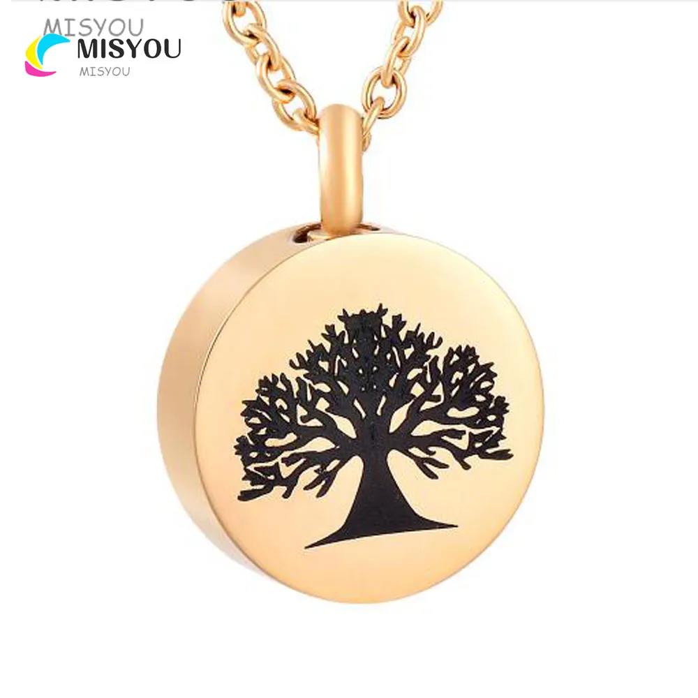 Wholesale custom personality round life tree urn funeral pyre necklace pendant fashion jewelry