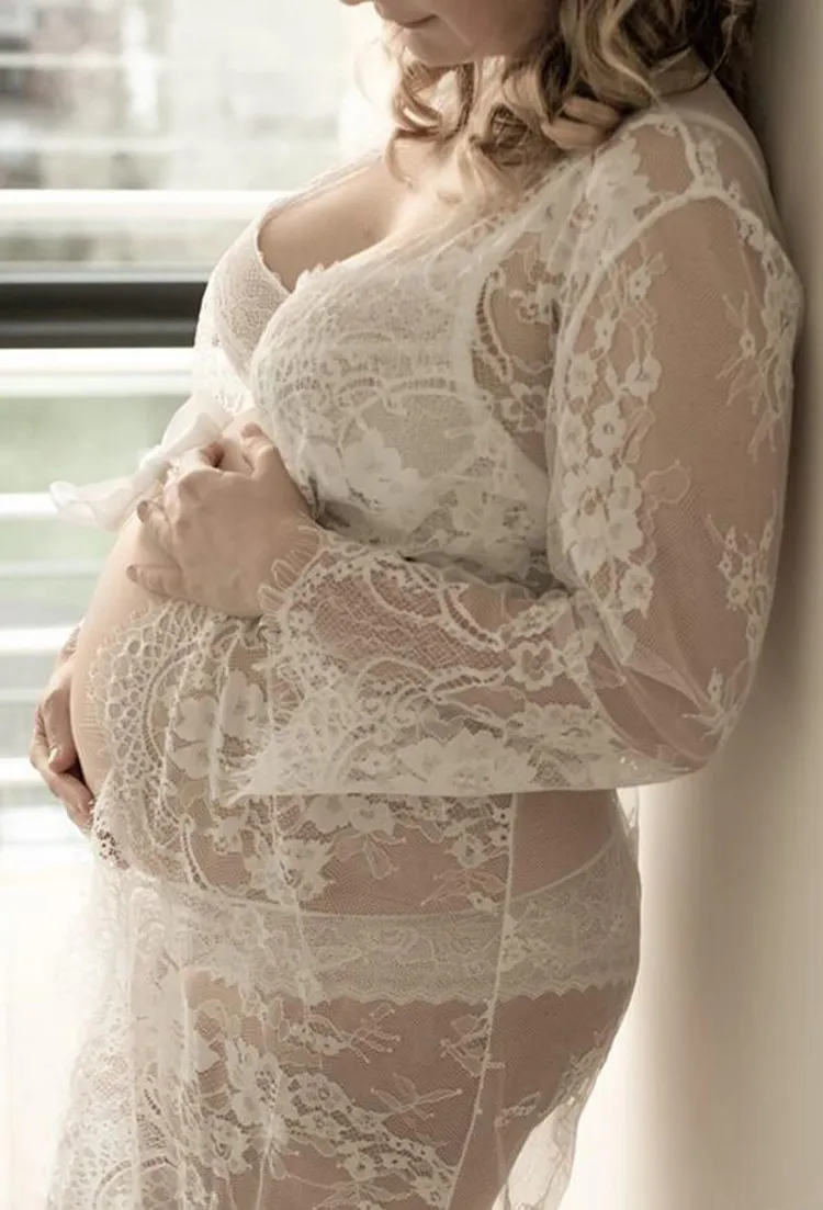 Родильная фотография реквизит беременное платье для фотосъемки одежда для беременных длинные кружева платье беременности одежда V шеи