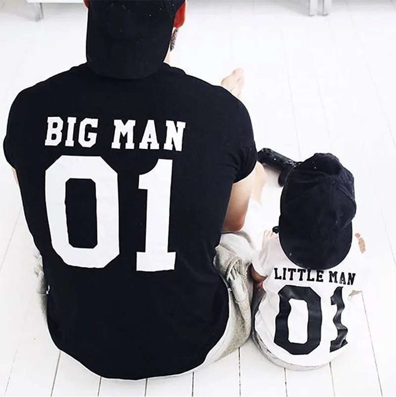 Family Outfits Father And Son Matching T-shirts Cotton Short Sleeve Number Letter T-shirt Tops Clothes