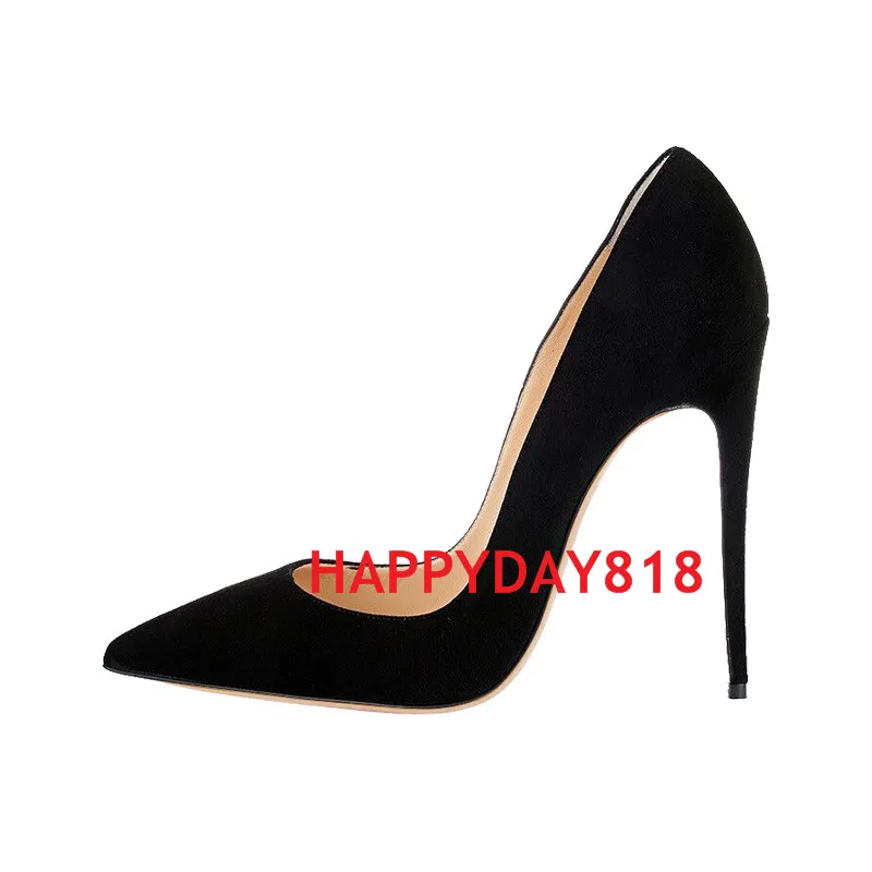 fashion women shoes Black suede Point toe thin heels High Heels Pumps Stilettos Shoes For Women 120mm