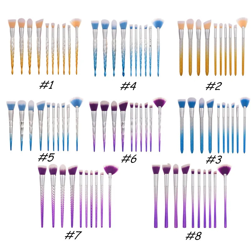Mermaid Makyaj Fırça Seti 10 adet Elmas Kolu Profesyonel Yüz Allık Pudra Göz Farı Vakfı Dudak Makyaj Fırçalar Seti Kozmetik araçla ...