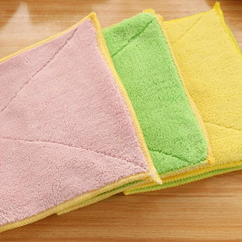 Ściereczki do czyszczenia gospodarstw domowych 5 Kolor Danie Tkaniny Bambusowe Włókno Ręcznik Magiczny Kuchnia Czyszczenie Wycieranie szmaty