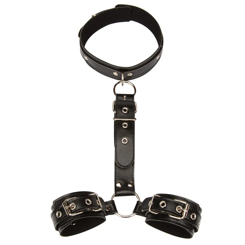 Giocattolo bondage in pelle PU Fazzoletto erotico femminile Copri collo Manette in bundle Giochi sessuali Giocattoli adulti