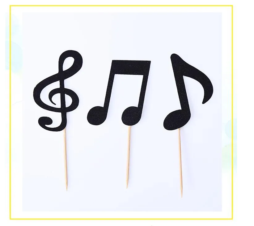 Multiple colors Music Notes Party Decoration Themed Cupcake Topper Paper Cake Inserts Card Wedding Cakes musical note Birthday Gifts