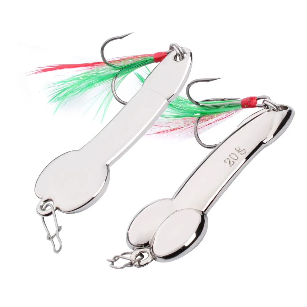 Spoon Fishing Lure Metal Jig Bait Crankbait Casting Sinker Spoons with Feather Treble Hooks for Trout Bass Spinner Baits8464230