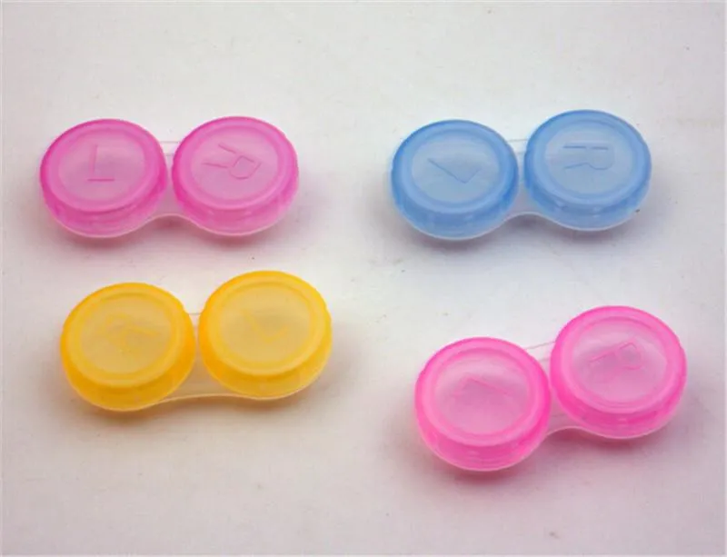 Support de boîte de lentilles de Contact en plastique Portable petit joli sac de lunettes de couleur bonbon contenant des lentilles de Contact étui couleurs aléatoires