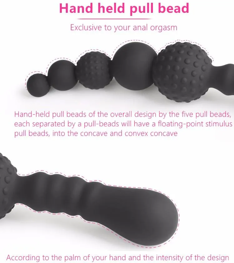 Nya 3 Styles Manual Black Big Pull Pärlor Anal Plug Silicone Dildo Anal Double Head Butt Plug Sex Toys For Gay Men3544515