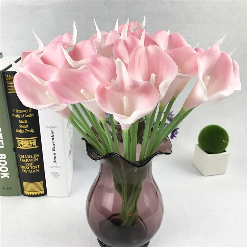 DHL frete grátis 33 Cores PU Lírio de Calla Artificial Flor Bouquet Real Toque Decoração de Casamento Do Partido Flores Falsas Decoração de Casa 38 cm * 6 cm