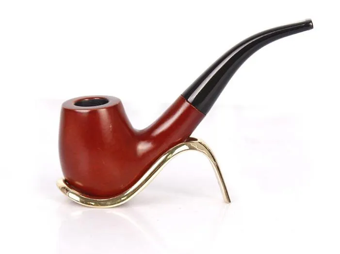 Old Red Wood Smoke Bucket Solid Wood Manual Tobacco Pipe Acrylic Curved Handle Smooth Surface Free Pipe Tobacco Pipe