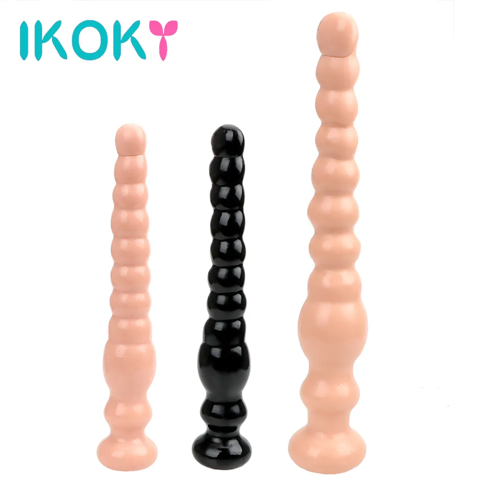 Ikoky grande dildo brinquedos sexuais para mulher e homens super long plug anal masturbação ânus quintal beads prostata massagem butt plug y1892803