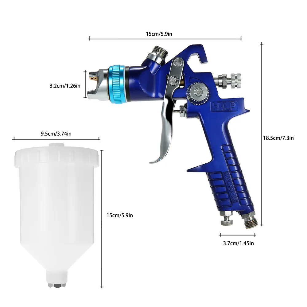 Bico de 14mm 600cc profissional para alimentação por gravidade, pistola de pintura hvlp, aerógrafo para acabamento de móveis de carro, pintura de casaco spra4752745