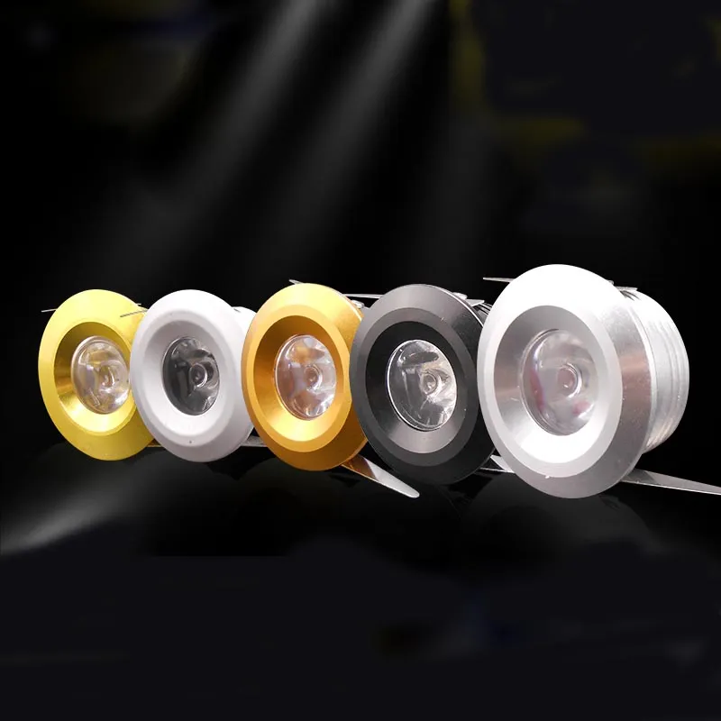 1W Mini LED Spotlight Super Liten Lampa LED Skåpbelysning med svart / silver / guldkroppsfärg